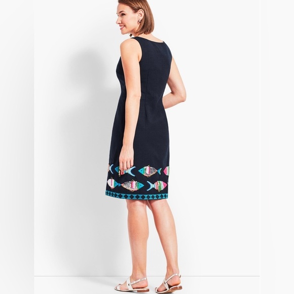 Talbots Embroidered Sequin Fish Sheath Dress Size 4 - Picture 2 of 10
